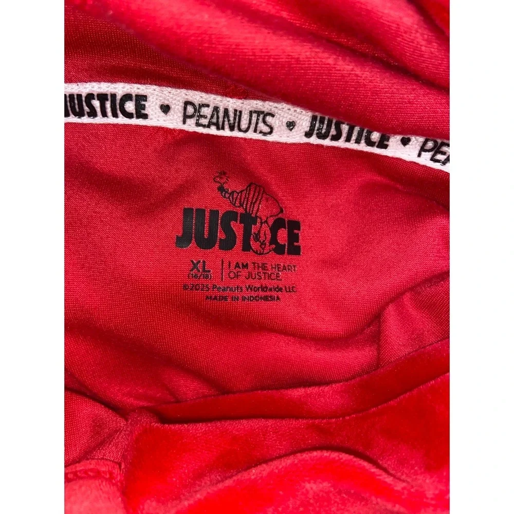 Justice Peanuts Snoopy Christmas Velour Hoodie Joggers Tracksuit Set Red Girl XL